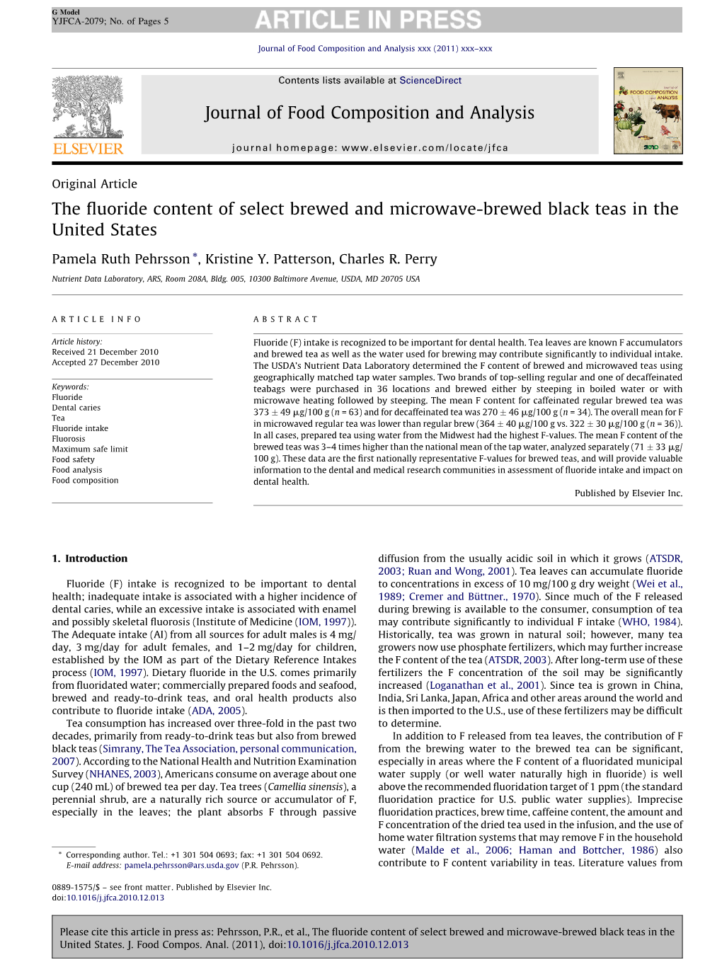 The Fluoride Content of Select Brewed and Microwave-Brewed Black Teas