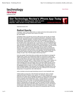 Radical Opacity - Technology Review