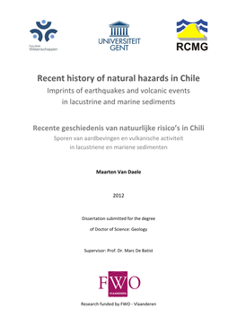 Recent History of Natural Hazards in Chile Imprints of Earthquakes and Volcanic Events in Lacustrine and Marine Sediments