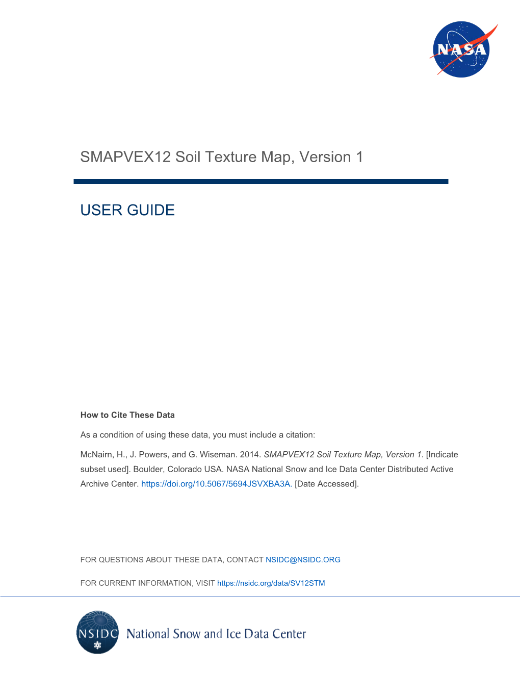 SMAPVEX12 Soil Texture Map, Version 1 USER GUIDE