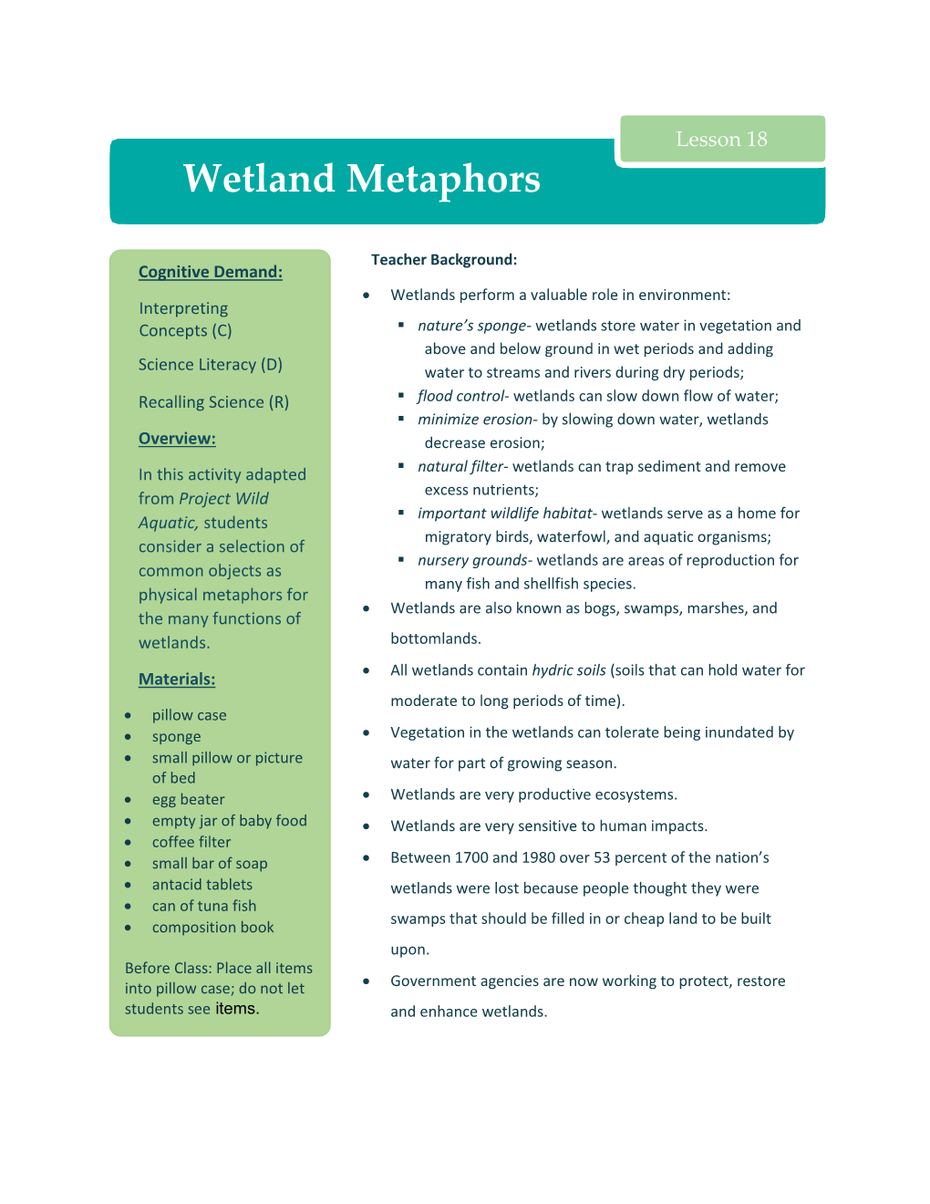 Wetland Metaphors