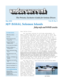 M/V Bilikiki, Solomon Islands + [Other Articles] Undercurrent, May 2012