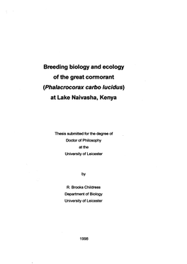 Breeding Biology and Ecology of the Great Cormorant at Lake Naivasha, Kenya