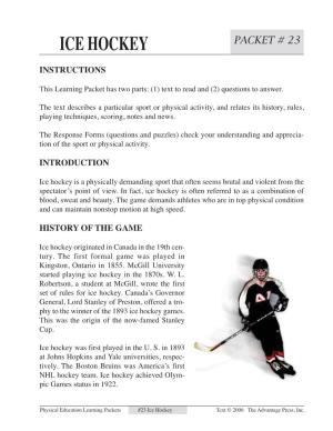 Ice Hockey Packet # 23