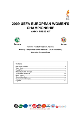 2009 Uefa European Women's Championship Match Press Kit