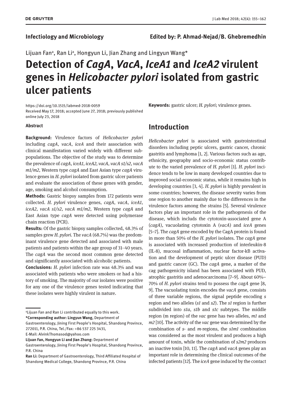 Detection of Caga, Vaca, Icea1 and Icea2 Virulent Genes In