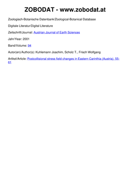 Postcollisional Stress Field Changes in Eastern Carinthia (Austria)