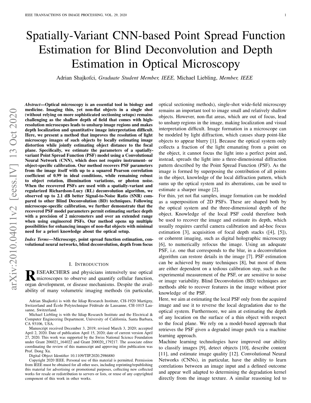 Spatially-Variant CNN-Based Point Spread Function Estimation For