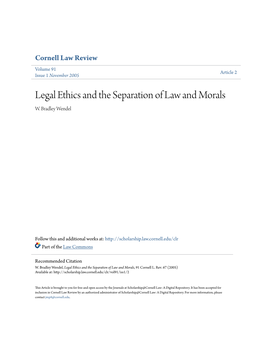 Legal Ethics and the Separation of Law and Morals W