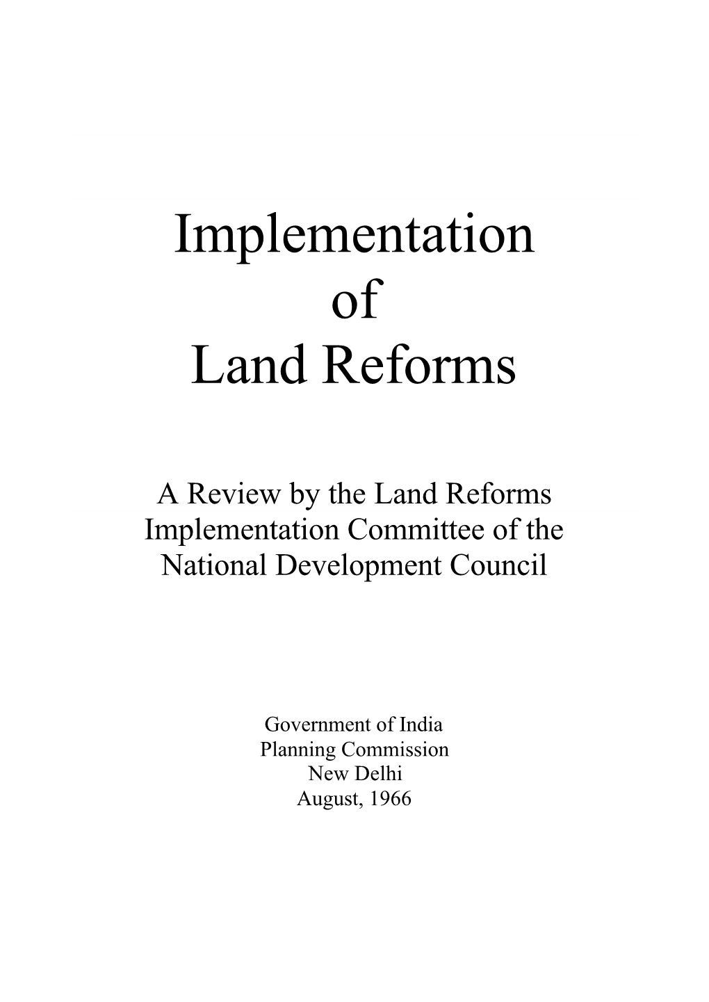 Implementation of Land Reforms