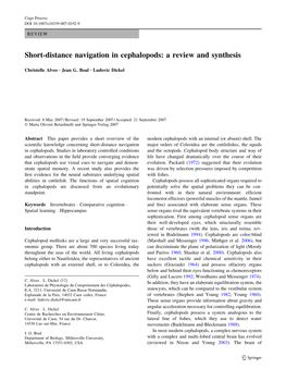 Short-Distance Navigation in Cephalopods: a Review and Synthesis