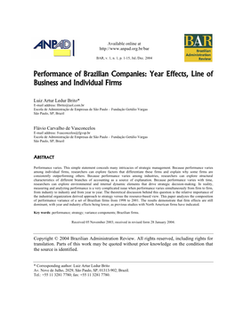 Performance of Brazilian Companies: Year Effects, Line of Business and Individual Firms