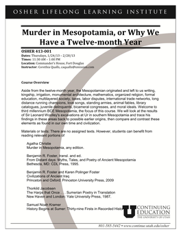 Murder in Mesopotamia, Or Why We Have a Twelve-Month Year