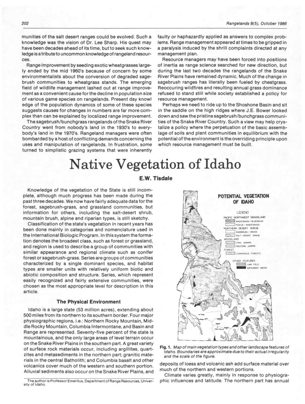 Native Vegetation of Idaho E.W