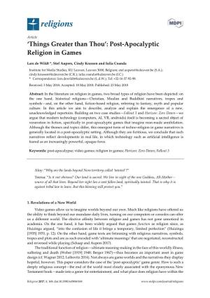 Post-Apocalyptic Religion in Games