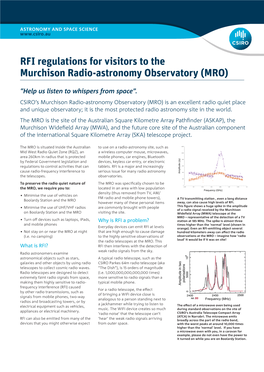 RFI Regulations for Visitors to the Murchison Radio-Astronomy Observatory (MRO)