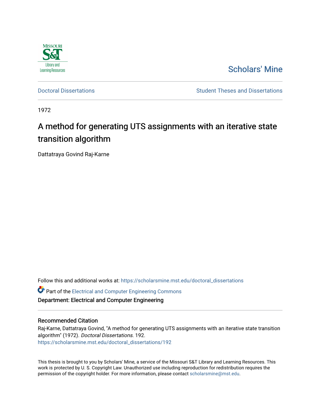 A Method for Generating UTS Assignments with an Iterative State Transition Algorithm