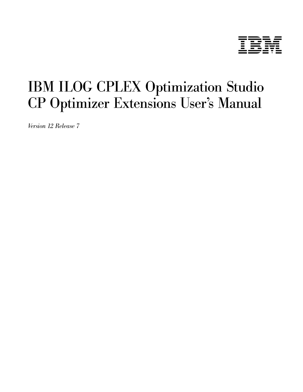 CP Optimizer Extensions User S Manual