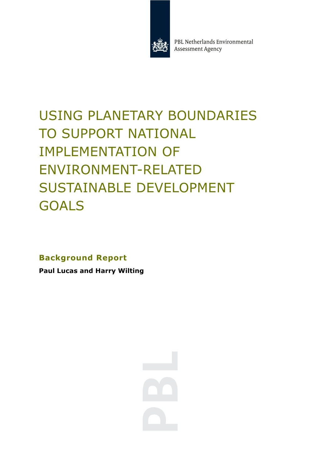 Using Planetary Boundaries to Support National Implementation of Environment-Related Sustainable Development