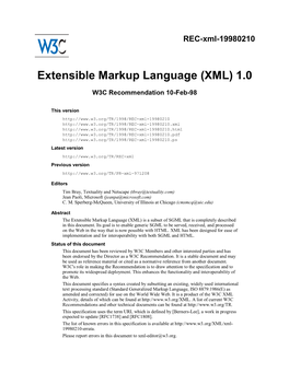 Extensible Markup Language (XML) 1.0