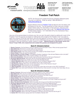 Freedom Trail Patch