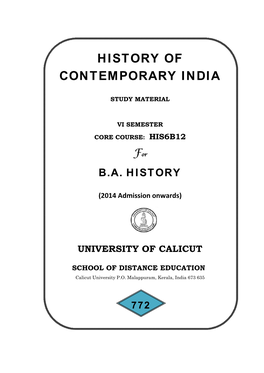 History of Contemporary India