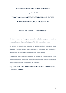 Territorial Markers and Social Framentation In