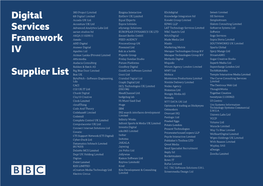 Digital Services Framework IV Supplier List