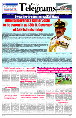 Admiral Devendra Kumar Joshi to Be Sworn in As 13Th Lt. Governor Of