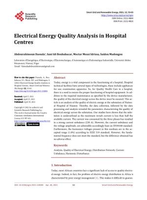 Electrical Energy Quality Analysis in Hospital Centres