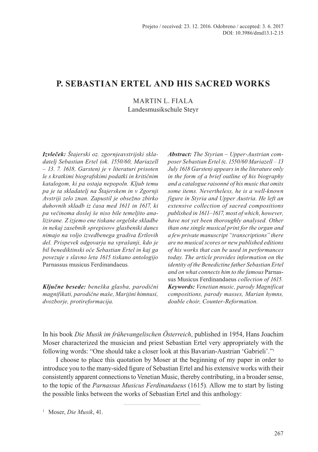 P. Sebastian Ertel and His Sacred Works