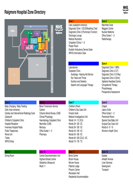 Raigmore Hospital Zone Directory