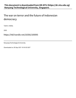 The War on Terror and the Future of Indonesian Democracy