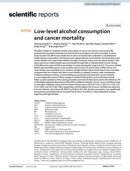 Low-Level Alcohol Consumption and Cancer Mortality