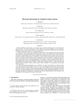 Mesoscale Interactions in Tropical Cyclone Genesis