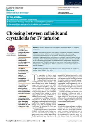 Choosing Between Colloids and Crystalloids for IV Infusion