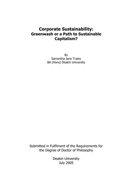 Corporate Sustainability: Greenwash Or a Path to Sustainable Capitalism?