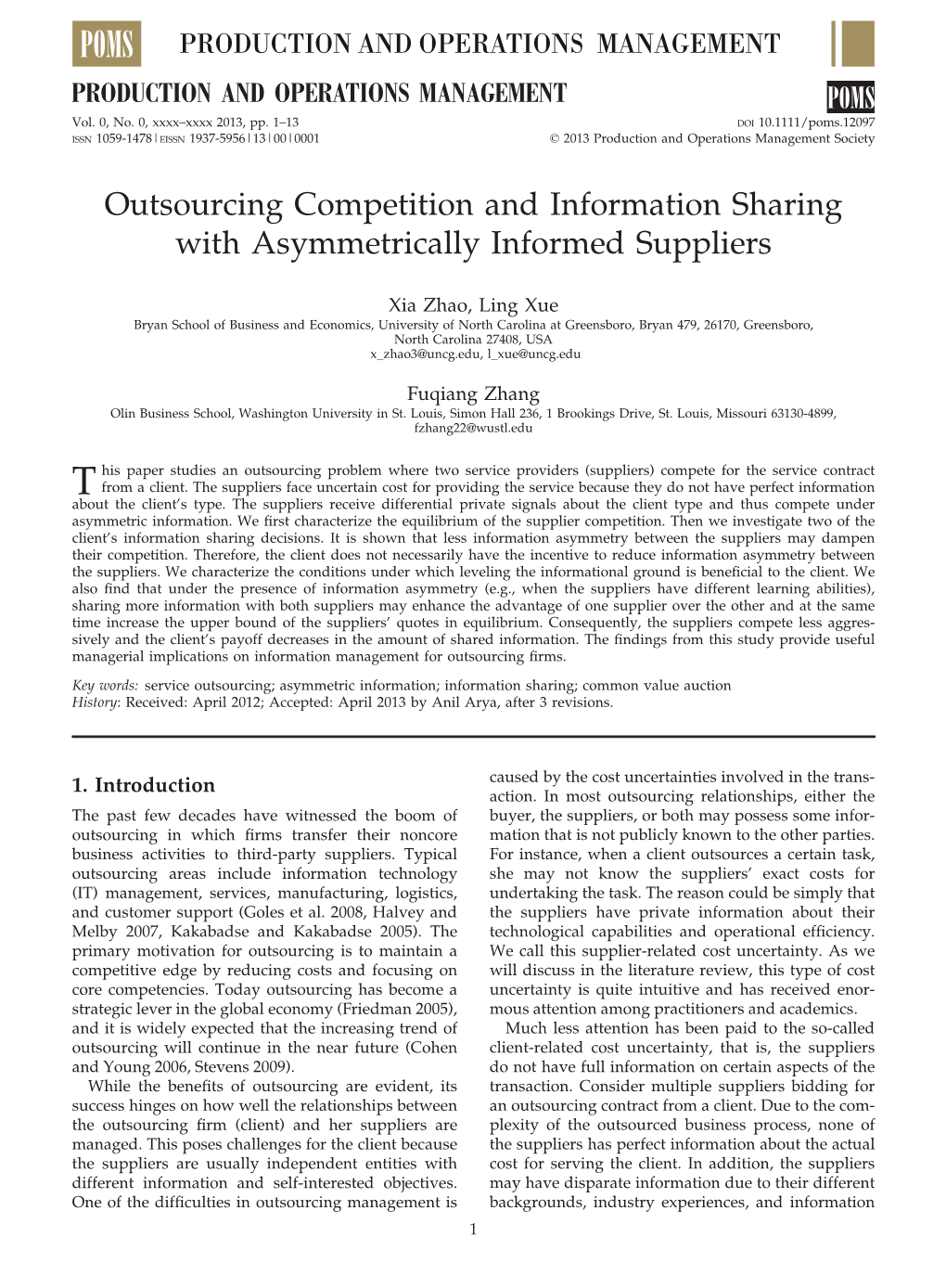 Outsourcing Competition and Information Sharing with Asymmetrically Informed Suppliers
