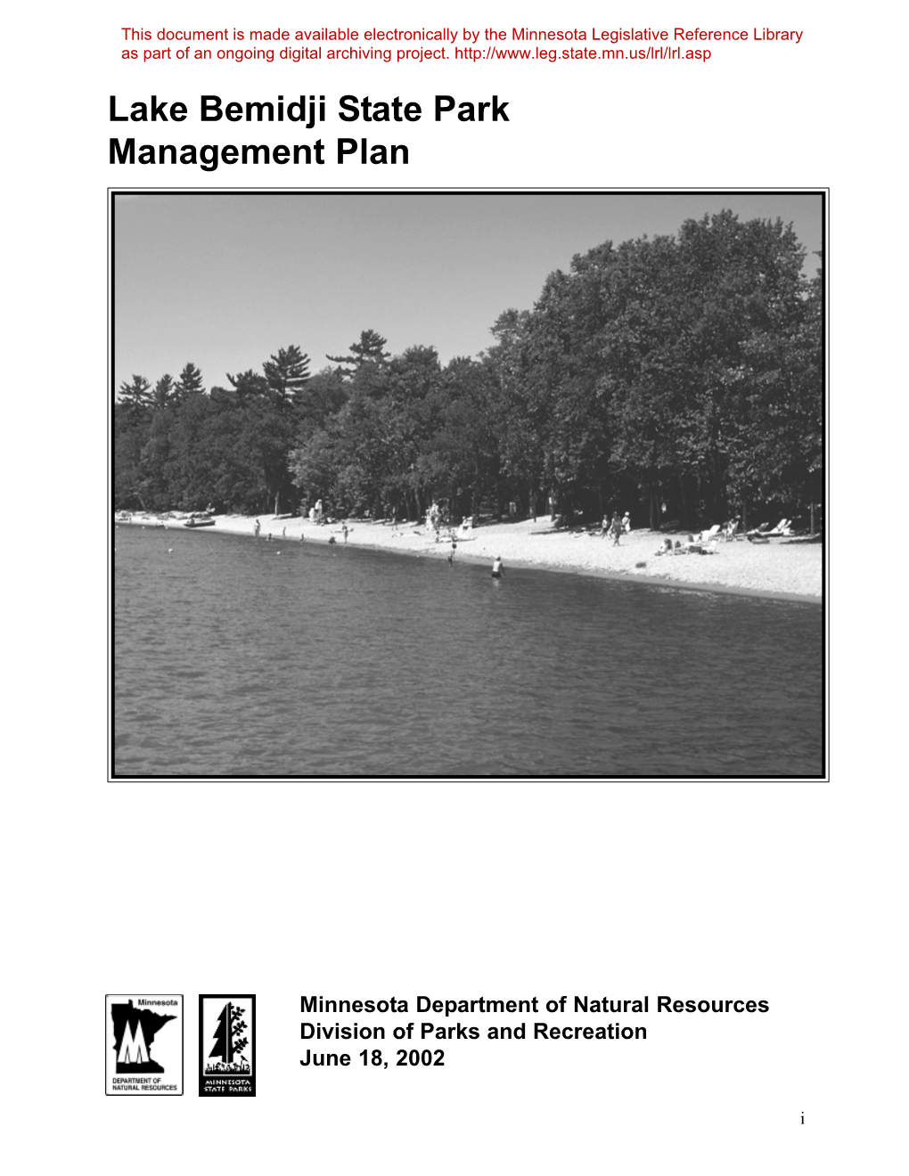 Lake Bemidji State Park Management Plan
