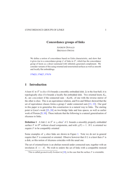 Concordance Groups of Links 1