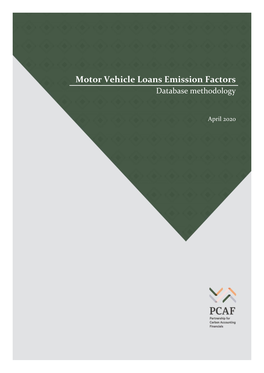 Motor Vehicle Loans Emission Factors Database Methodology Database Methodology