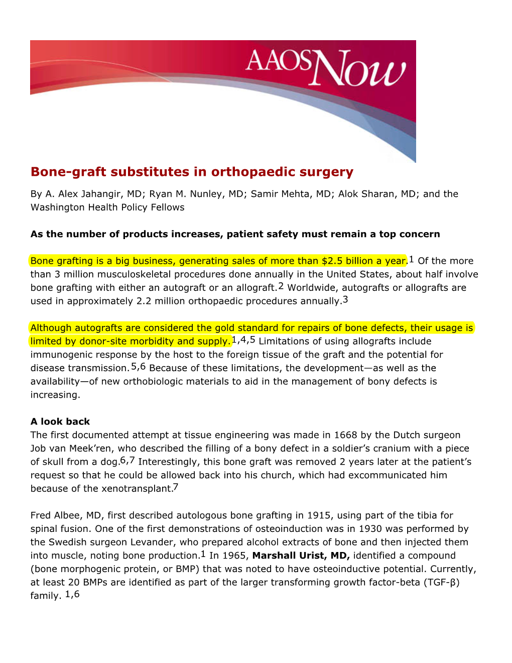 Bone-Graft Substitutes in Orthopaedic Surgery