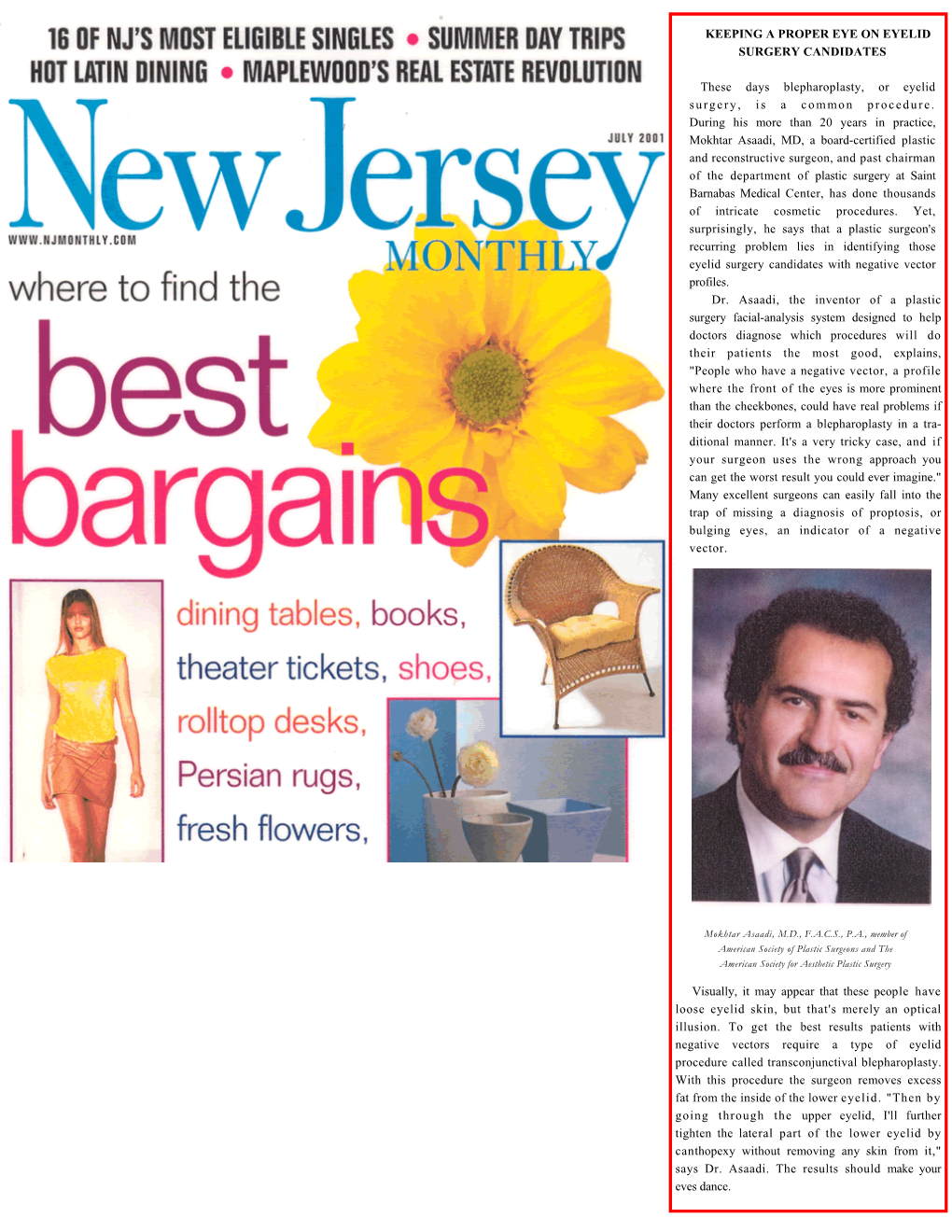 Dr. Mokhtar Asaadi, Featured in New Jersey Monthly, Talks About a Common Eye Surgery Procedure Called