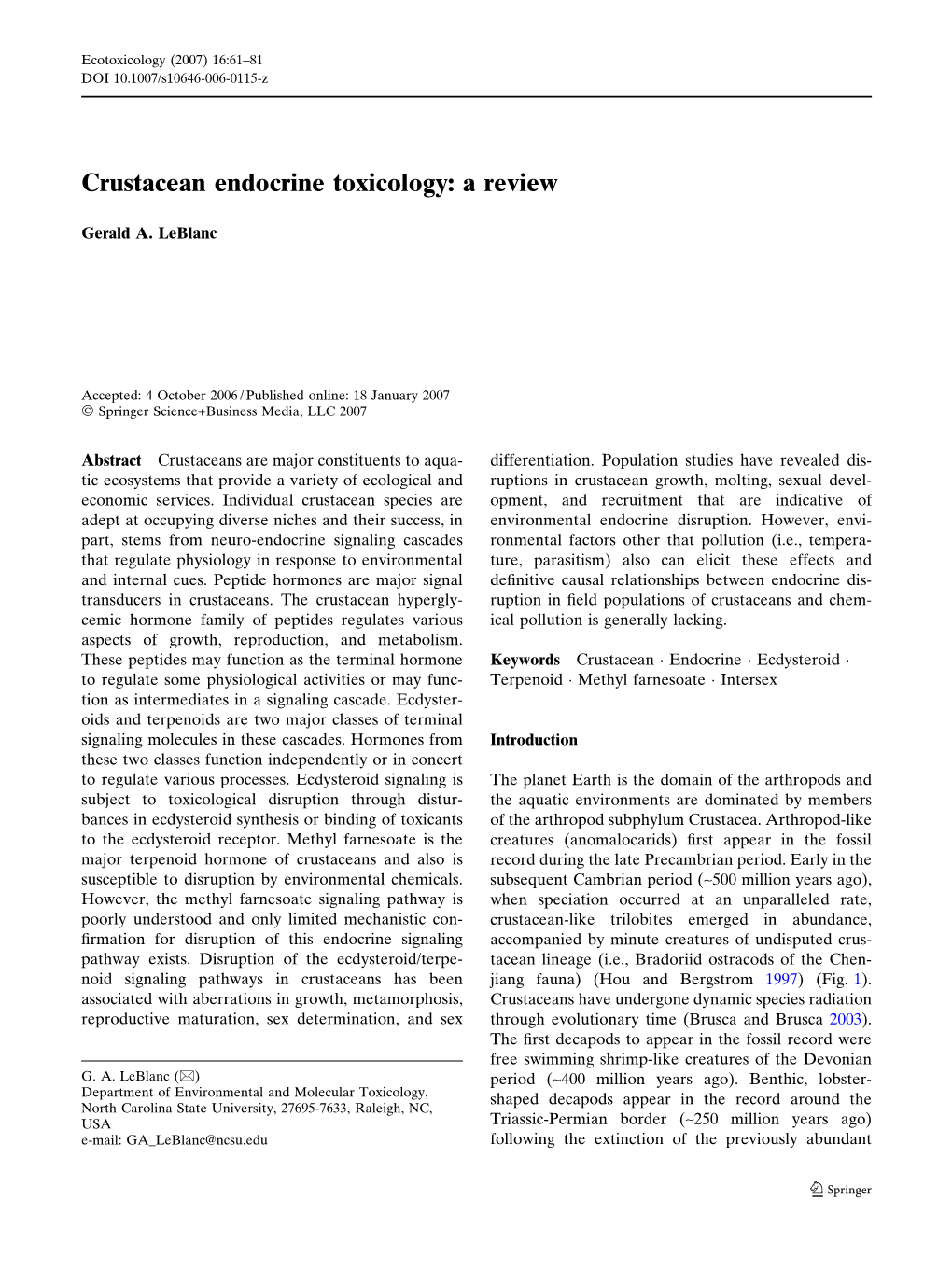 Crustacean Endocrine Toxicology: a Review