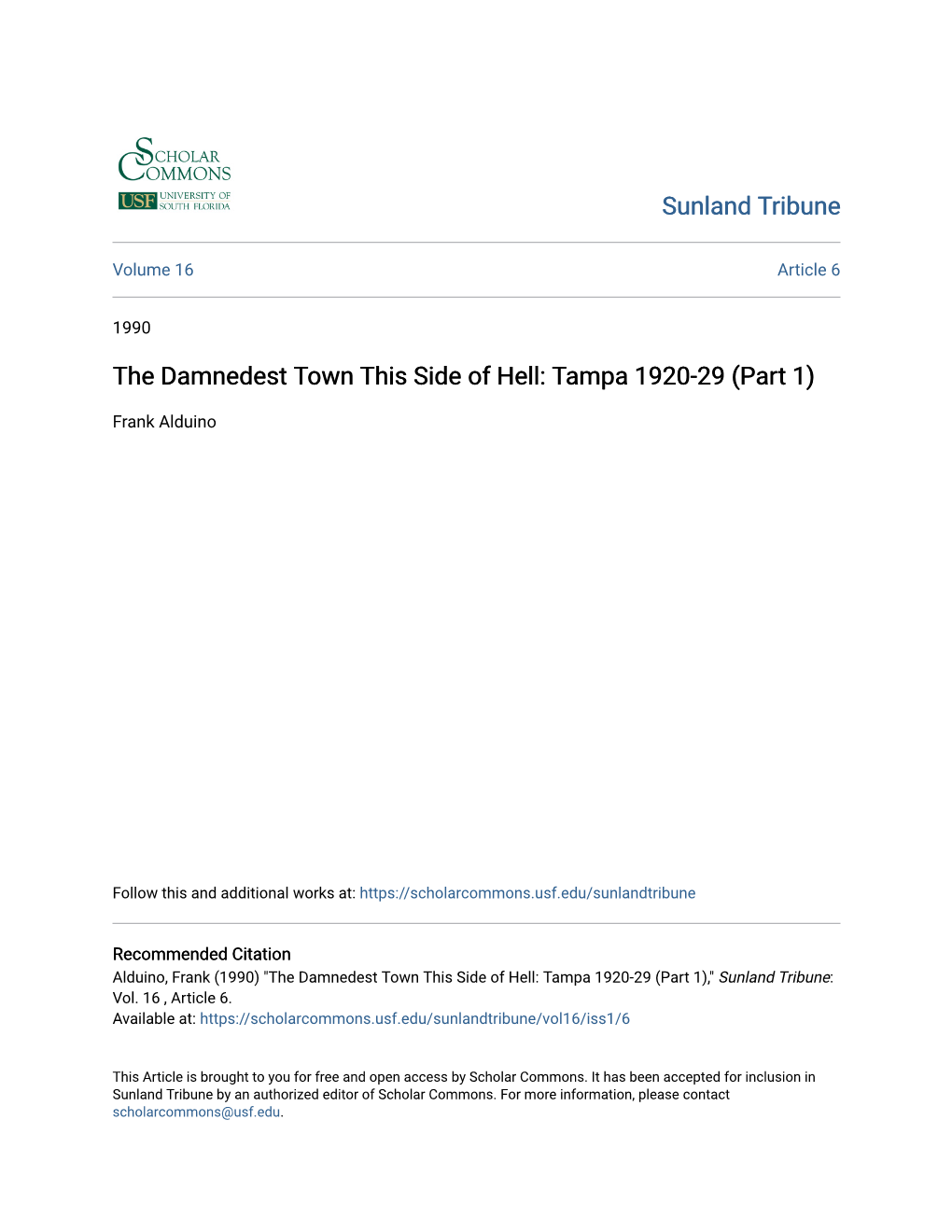 Tampa 1920-29 (Part 1)