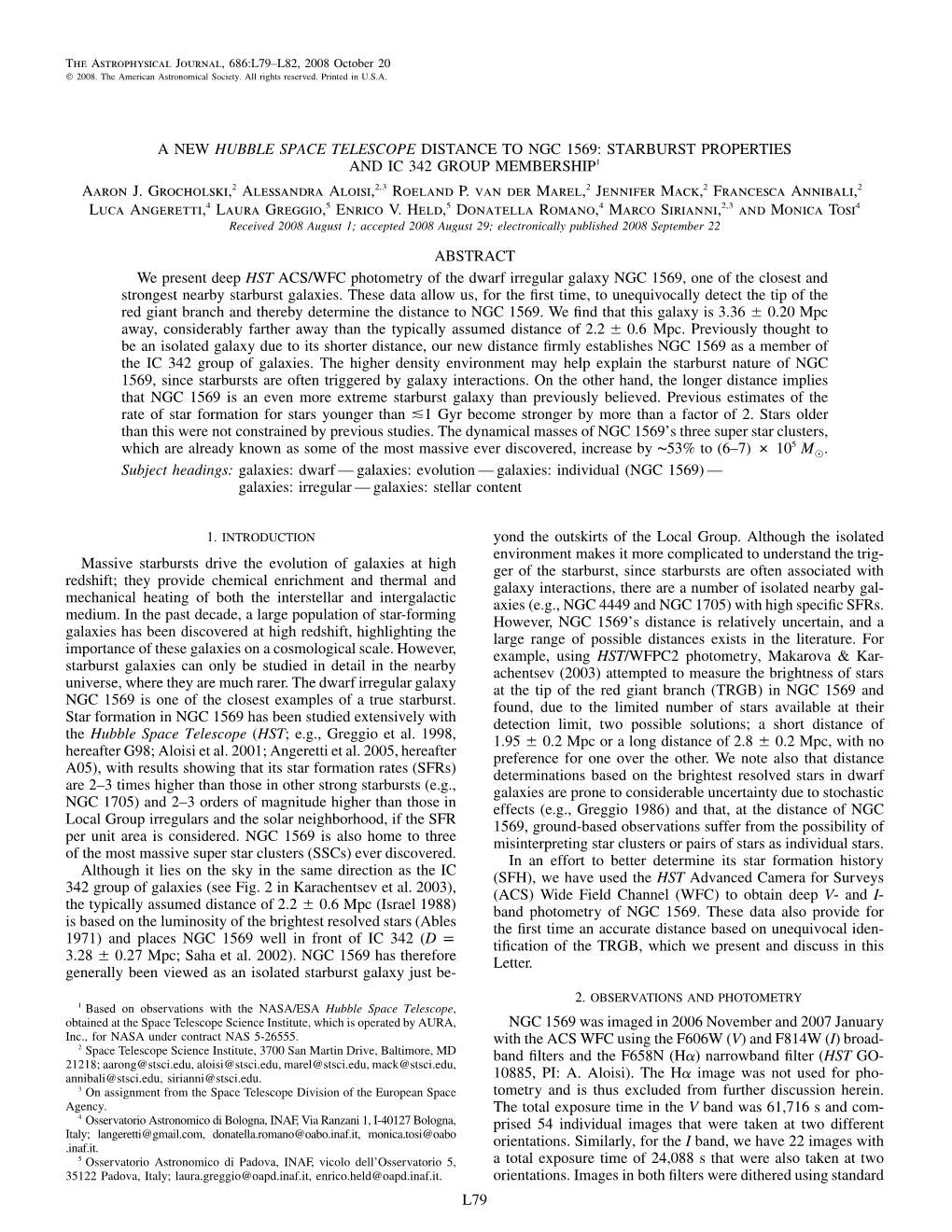 L79 a New Hubble Space Telescope Distance to Ngc