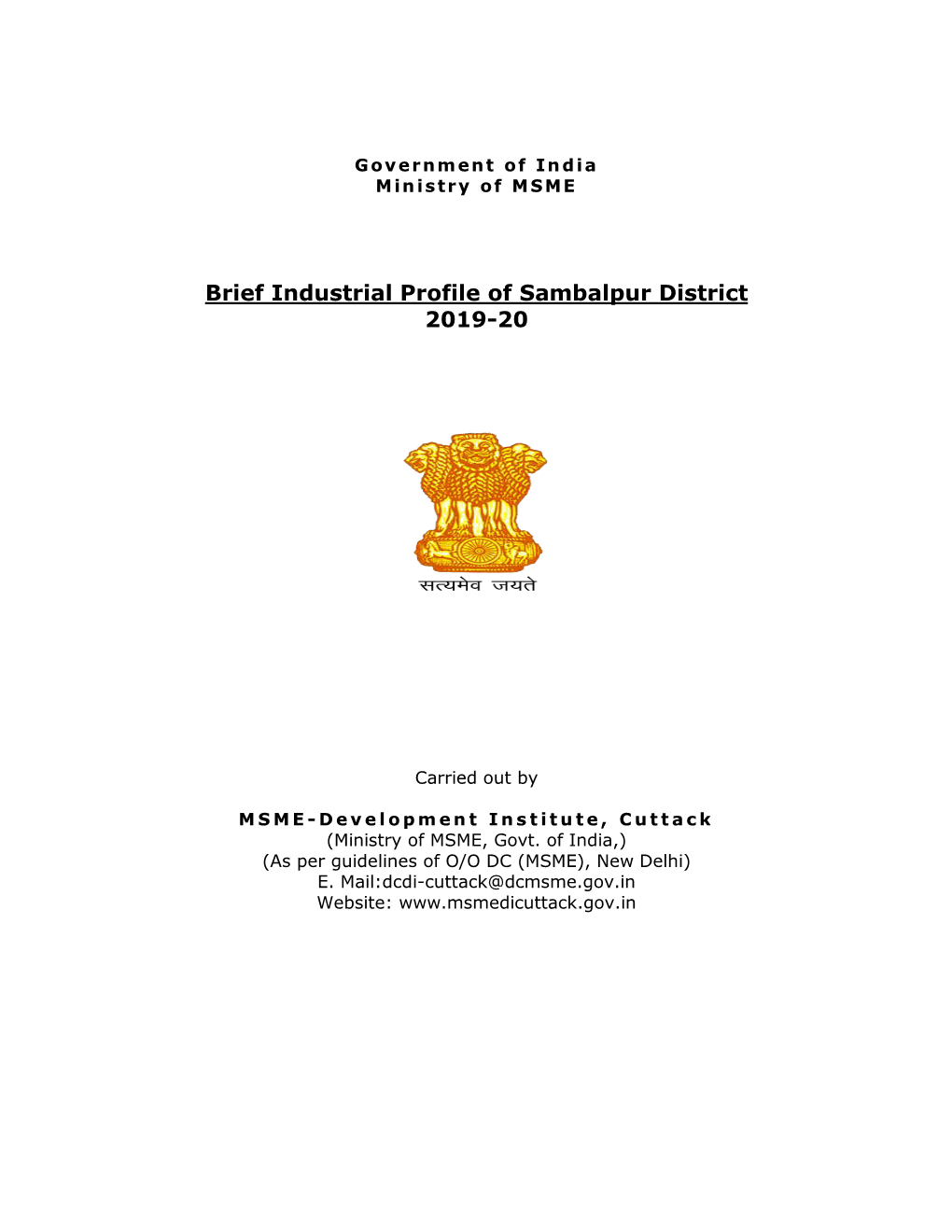 Brief Industrial Profile of Sambalpur District 2019-20