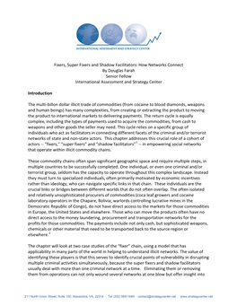 Fixers, Super Fixers and Shadow Facilitators: How Networks Connect by Douglas Farah Senior Fellow International Assessment and Strategy Center