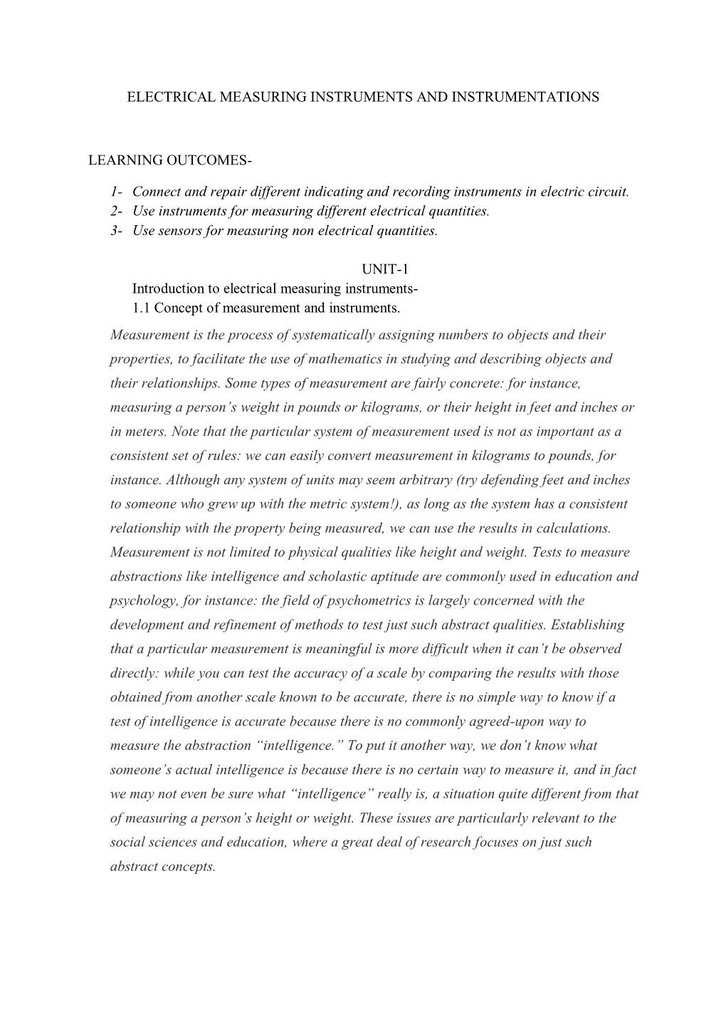 Electrical Measuring Instruments and Instrumentations