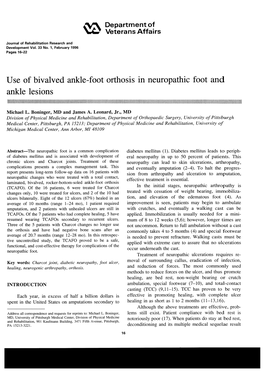 Use of Bivalved Ankle-Foot Orthosis in Neuropathic Foot and Ankle Lesions